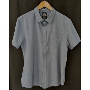 Alpine Design Mens L Chambray Blue Short Sleeve Stretch Hiking Shirt Button Down